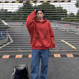 Saint Michael Hoodie Doodle Hand Drawn Worn out Vintage Velvet Padded Hooded Sweatshirt