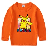 Children Pokemon Pikachu Hoodie Cotton Crew Neck T-shirt