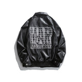 Black Varsity Jacket Autumn Leather Coat Men's Lower Ha Embroidery Loose Lapels Jacket Men's Clothing