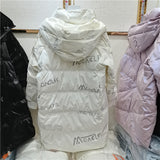 Women Winter Coats Puffer Jacket Down Coat Glossy Printed Letters Down Jacket Women's Hooded Jacket
