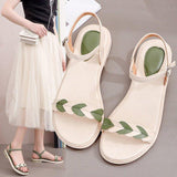 Women Open Toe Sandals Flats Summer Color Block Buckle Open Toe Sandals