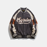 Varsity Jacket Vintage Autumn Baseball Uniform Campus Artistic Style Color Contrast Patchwork Jacket for Men