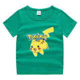 Children Pokemon Pikachu T Shirt Cotton Short Sleeve round Neck T-shirt Casual Sports