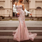 Bohemian Chic Wedding Guest Dress Slim Waist Fishtail Banquet Fashion Evening Dress Sexy