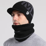 Men Winter Hats Men's Winter Fleece-Lined Thickened All-Matching Knitted Wool Hat