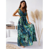 Emery Rose Dresses Backless Print Tied Dress