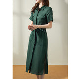 Safari Dress Spring and Summer Solid Color Dress