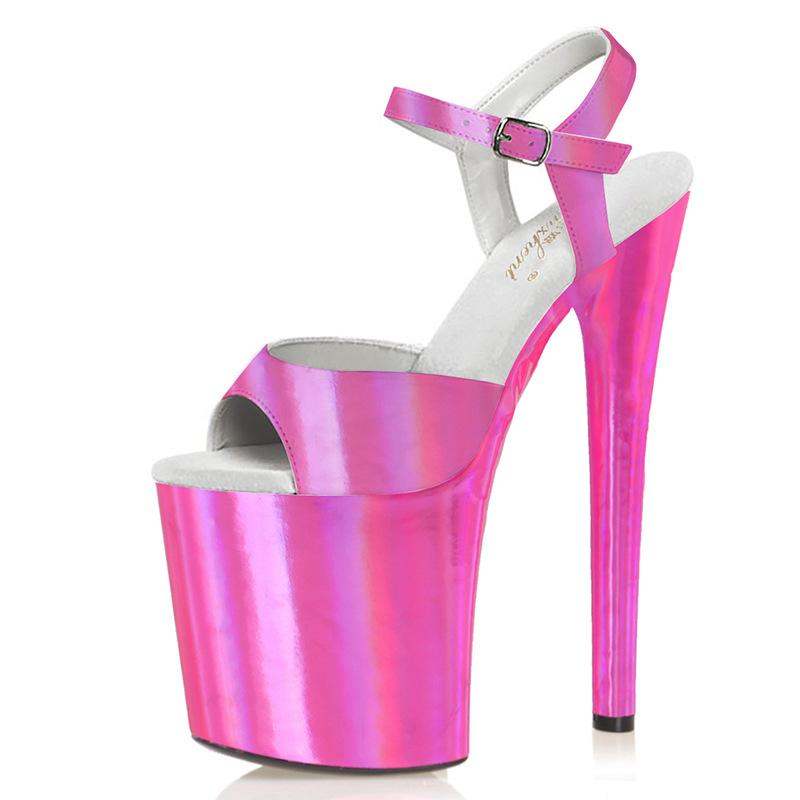 Hot Pink Heels Pink Solid Color High Heel Transparent Sandals Fish Mouth