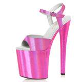Hot Pink Heels Pink Solid Color High Heel Transparent Sandals Fish Mouth