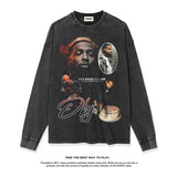 Nba Long Sleeve Shirt Long Sleeve T-shirt Washed Distressed Cotton Men and Women