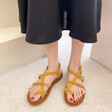 Women Open Toe Sandals Flats Summer Flat Flip Flop Elastic Band Roman Sandals