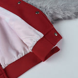 Brown Cropped Varsity Jacket Long Sleeve Baseball Uniform Coat