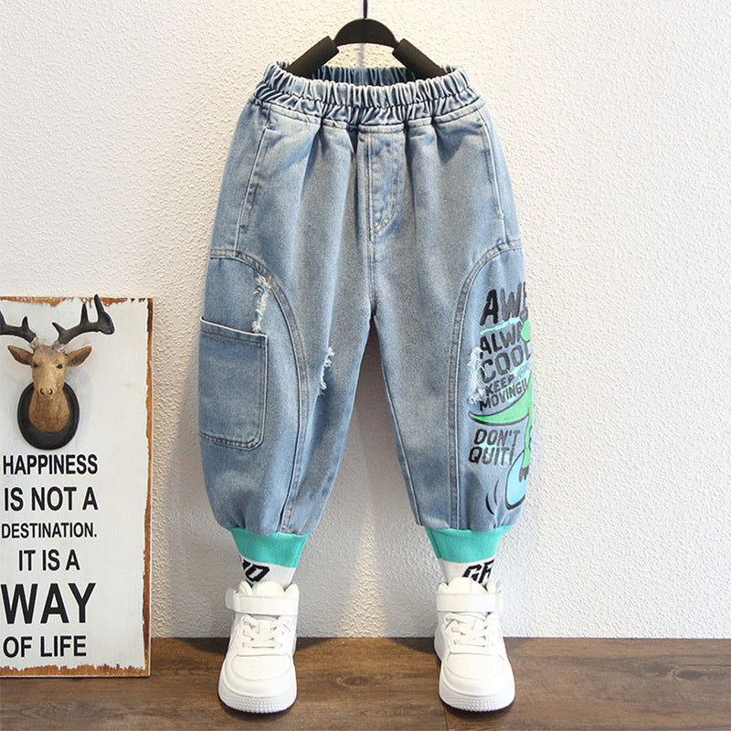 Toddler Boys Pants Boy Cartoon Jeans Baggy Jogger Pants