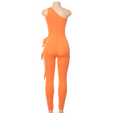 Summer Irregular Sexy Hollow-out One-Shoulder Strap Tight Trousers Jumpsuit