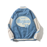 Baby Blue Varsity Jacket Baseball Jacket Men's and Women's Autumn Loose