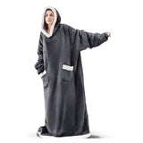 Hoodies Blankets Large Pocket Lazy Blanket Fleece Lamb Wool Bathrobe