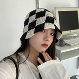 Check Beret Hat Loose Plaid Bucket Hat Women's Casual