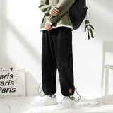 Mens Corduroy Pants Hong Kong Style Pants Men's Autumn Loose Sports Casual Pants