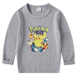 Children Pokemon Pikachu Hoodie Cotton T-shirt Crew Neck