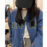 Vintage Letterman Jacket Autumn Cotton Baseball Uniform Sports Style with Letters Vintage Jacket Women's Preppy