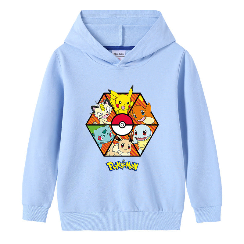 Children Pokemon Pikachu Hoodie Spring and Autumn Cotton Hooded Sweater