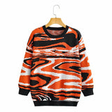 Women Fall Fall Two-Color Vortex Knitted Pullover Loose Top