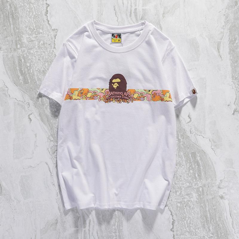 Shark Print T Shirt Summer Casual Straight White Short Sleeve Cotton Round Neck T-Shirt