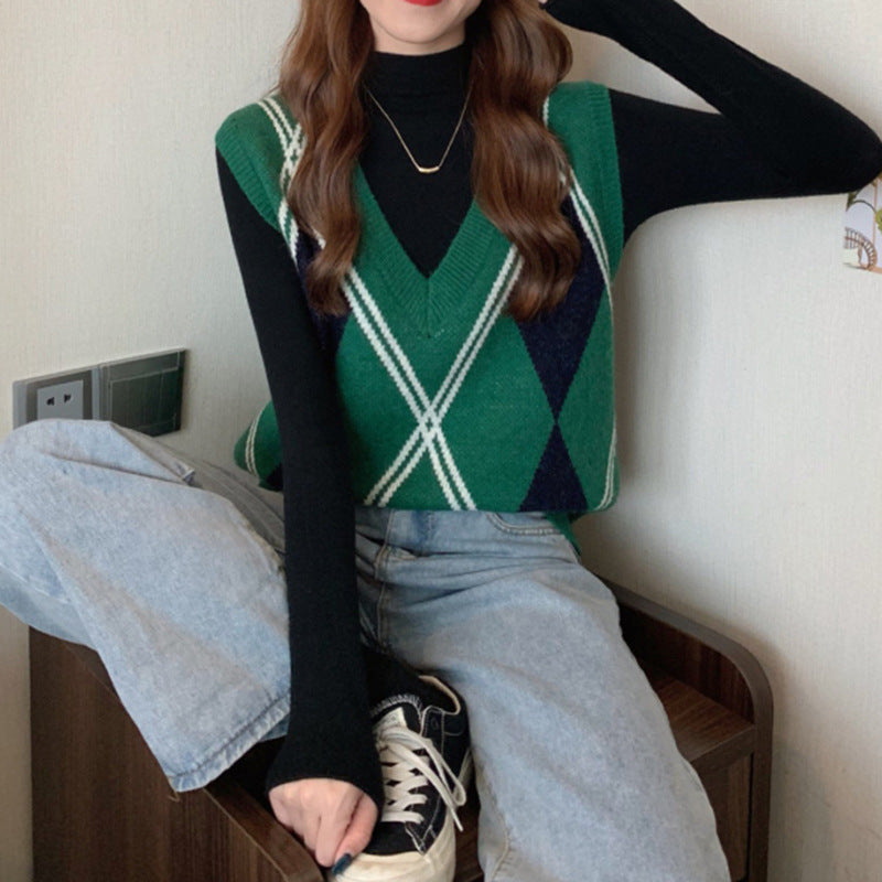Preppy Aesthetic Sweater Spring and Autumn Knitted Sweater Vest
