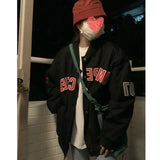 Vintage Letterman Jacket Autumn Cotton Baseball Uniform Sports Style with Letters Vintage Jacket Women's Preppy