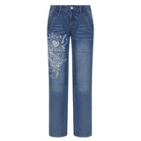 Julia Fox Low Rise Trousers Printed Loose Trousers Jeans