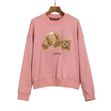 Palm Angels Sweatshirts Angel Broken Bear Embroidered Crew Neck Loose Coat