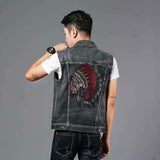 Men Denim Jacket Spring and Autumn Embroidered Denim Jacket Men's Retro Casual Jacket