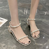 Nude Block Heel Peep Toe Chunky Heel Sandals