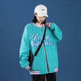 Black Varsity Jacket Autumn Letter Embroidered Stand Collar Woven Cotton Loose Men's and Women's Baseball Uniform Women's Clothing Coat Jacket