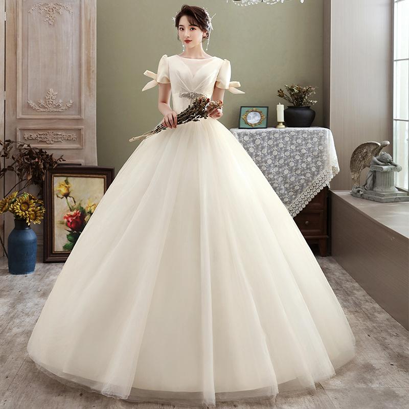 Women's Evening Dress Ball Gown Princess Quinceanera Wedding Dresses Simple Champagne Small Pregnant Women Tulle Tutu Dress