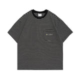 Men T-Shirt Summer Men's Striped Printed Embroidered T-shirt Short Sleeve