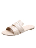 Women Open Toe Sandals Flats Summer Flat Bottom Slip-on Casual Slippers