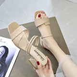 Nude Block Heel Peep Toe Sandals