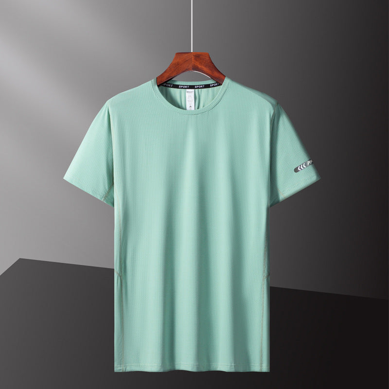 Sweat Wicking Shirt Sports T-shirt Fitness Solid Color Top Summer