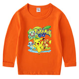 Children Pokemon Pikachu Hoodie Spring and Autumn Undershirt Boys and Girls T-shirt