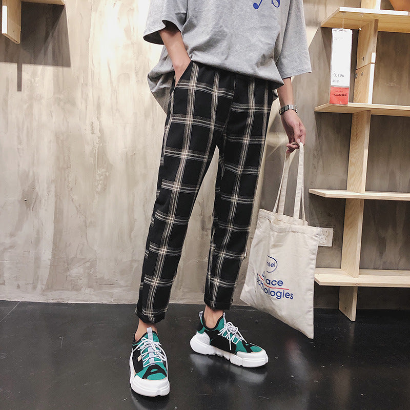 Men Pants Spring and Autumn Vintage Plaid Pants Fall Casual Pants