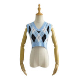 Women Fall Fall Four-Color Diamond Vest V-neck Cropped Small Top
