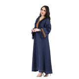 Nina Parker Black Dress Ribbon Feather Pleated Dress Muslim Robe