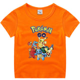 Children Pokemon Pikachu T Shirt Summer Short Sleeve Cotton Leisure Sports