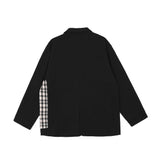 Men's Casual Suit Man Blzer Plaid Stitching Blazer Men's Loose Lapels Jacket Small Suit