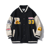 Vintage Letterman Jacket Top PU Leather Sleeve Woolen Quilted Baseball Uniform Set Embroidery Baseball Shirt