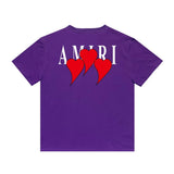 Amiri T Shirt Red Heart Printing Casual round Neck Short Sleeves T-shirt