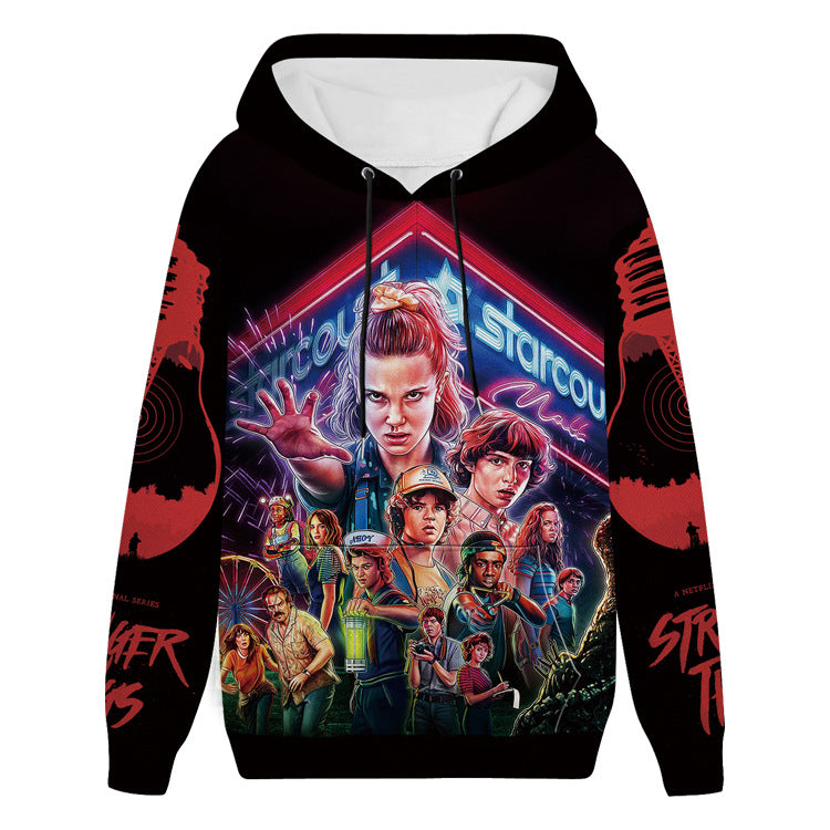 Stranger Things Hoodie Stranger Things Series 3D Sweatshirt Cosplay Anime 3D Printed Thickening Fleece-Lined Hoodie