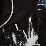 Men's Casual Suit Man Blzer Paint-Splashing Style Graffiti Burr Stitching Suit Jacket Men Loose Lapels Casual Small Suit