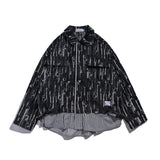 Men Denim Coat Jean Jackets Retro Style Worn-out Denim Jacket Men's Loose Lapels Shirt Stitching False Two-Piece Jackets